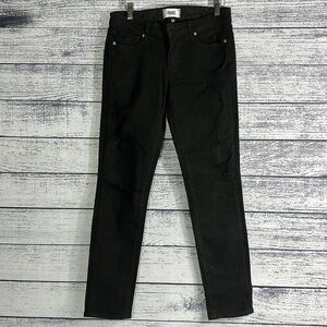 Paige Skyline Ankle PEG Distressed Thrashed Black Denim Jeans Size 27